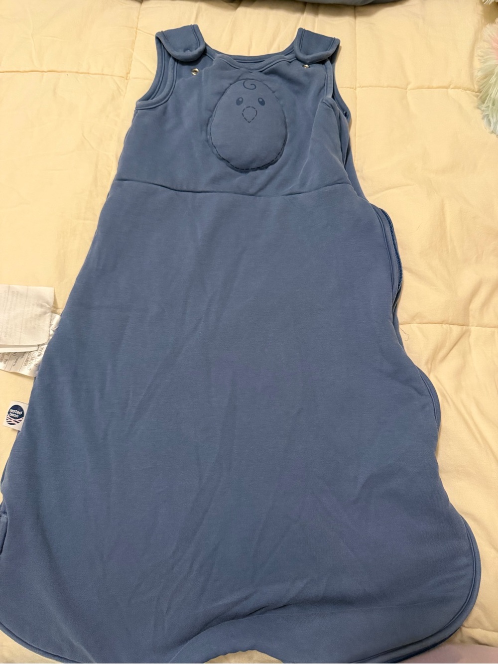 Nested Bean Blue Sleeveless Wearable Sleep Sack with Embroidered Chest